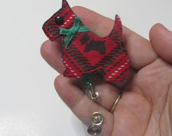 Scottie Dog Badge Reel,Scottie Badge Reel, Dog Name Badge Clip,Scottie ID Holder,Scottie Dog,Dog Nurse Name Badge, Ready to Ship,Retractable