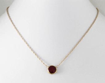 Red Ruby Necklace Adjustable Necklace 18k Gold Bezel Genuine Ruby July Birthstone Precious Ruby Necklace Ruby Jewelry BZ-P-105.2-Ruby/g