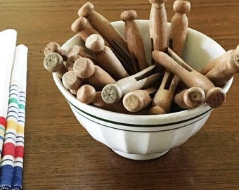 Round Wood Clothespins Vintage 4 inch Wood Pegs Old Clothespins, Laundry Room Decor, Rustic/Country Farmhouse