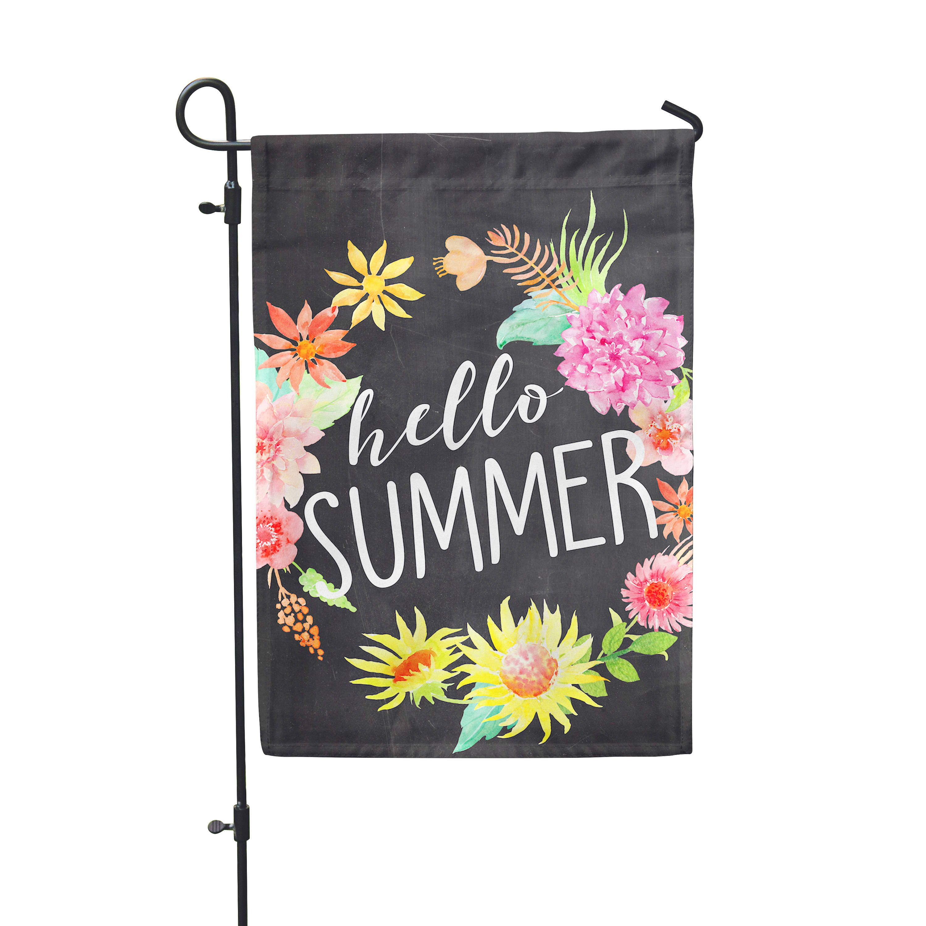 Hello Summer Chalkboard Garden Flag 12x18
