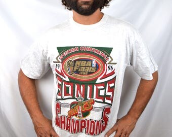 Vintage 1990s Seattle Supersonics Sonics NBA Tee Shirt TShirt