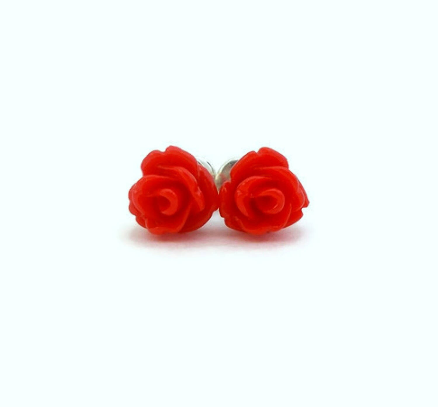 Tiny Stud Earring Red Rose Earrings Cute Earring Studs Teeny