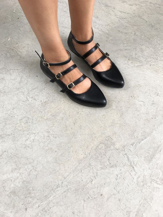 strap pointed flats