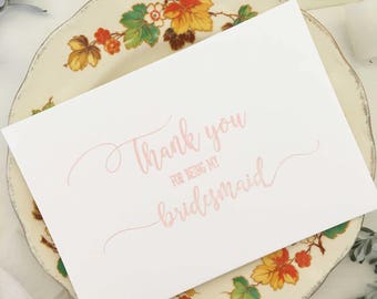 Bridesmaid Thank You Card - Bridesmaid Gift - Bridesmaids Card - Thank You For Being My Bridesmaid Card - Gifts For Bridesmaids - Bridesmaid