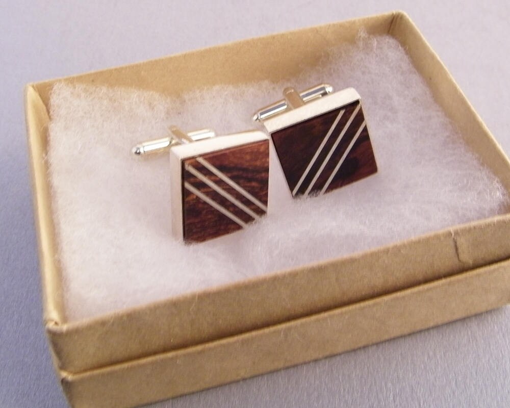Wooden Cuff Links SHIPS IMMEDIATELY Handmade Inlaid Desert