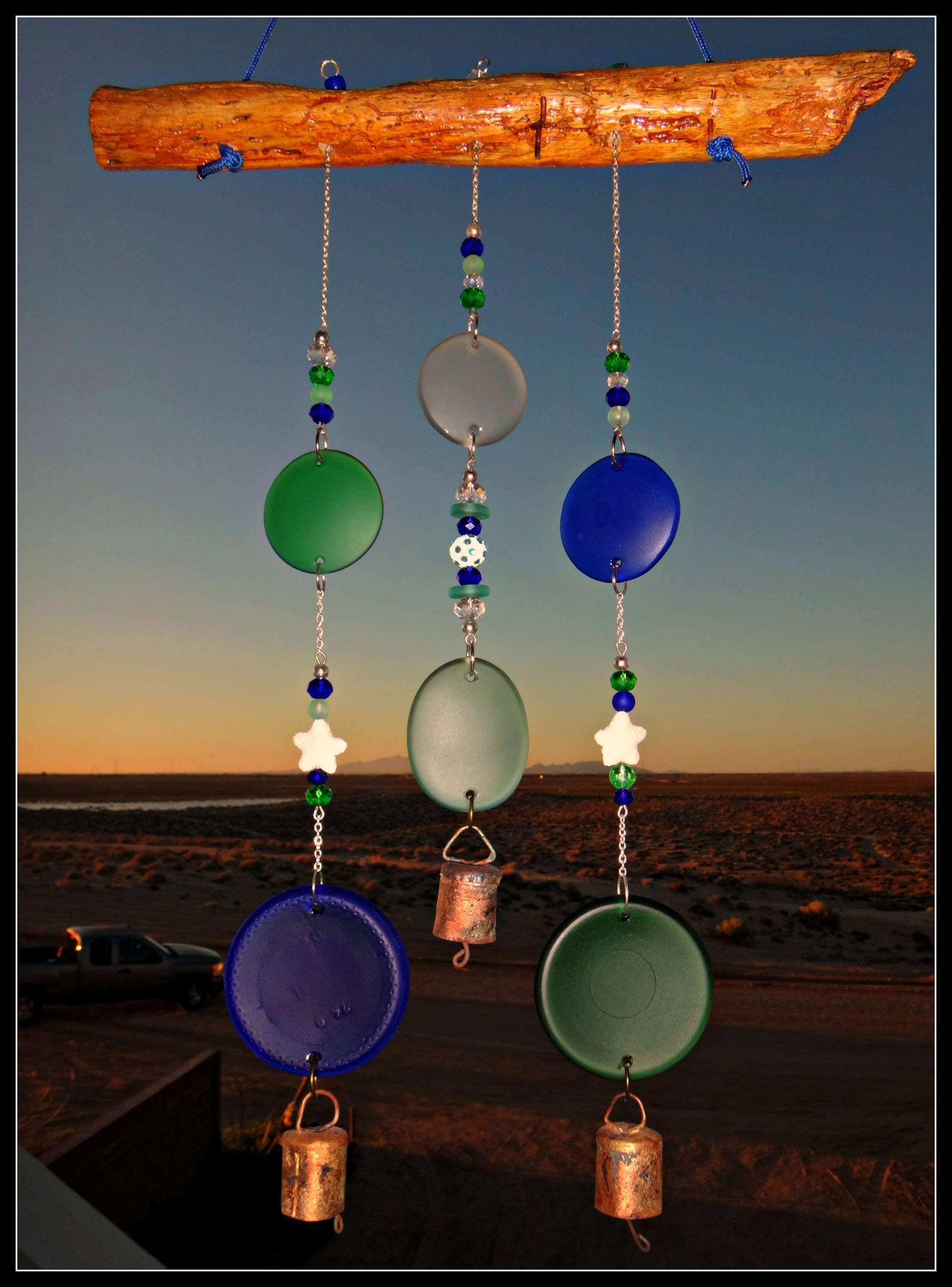 Sea glass wind chime sea glass mobile starfish wind chime