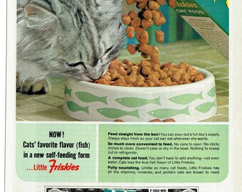 1965 Advertisement Little Friskies Cat Food Vintage 10 Cent Coupon Cat Pet Store Vet Veterinarian Rescue Office Groomer Wall Art Decor