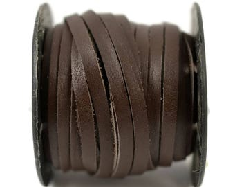 5mm Deertan Lace Flat Leather Cord - Dark Brown - Water Resistant Italian Calf Hide