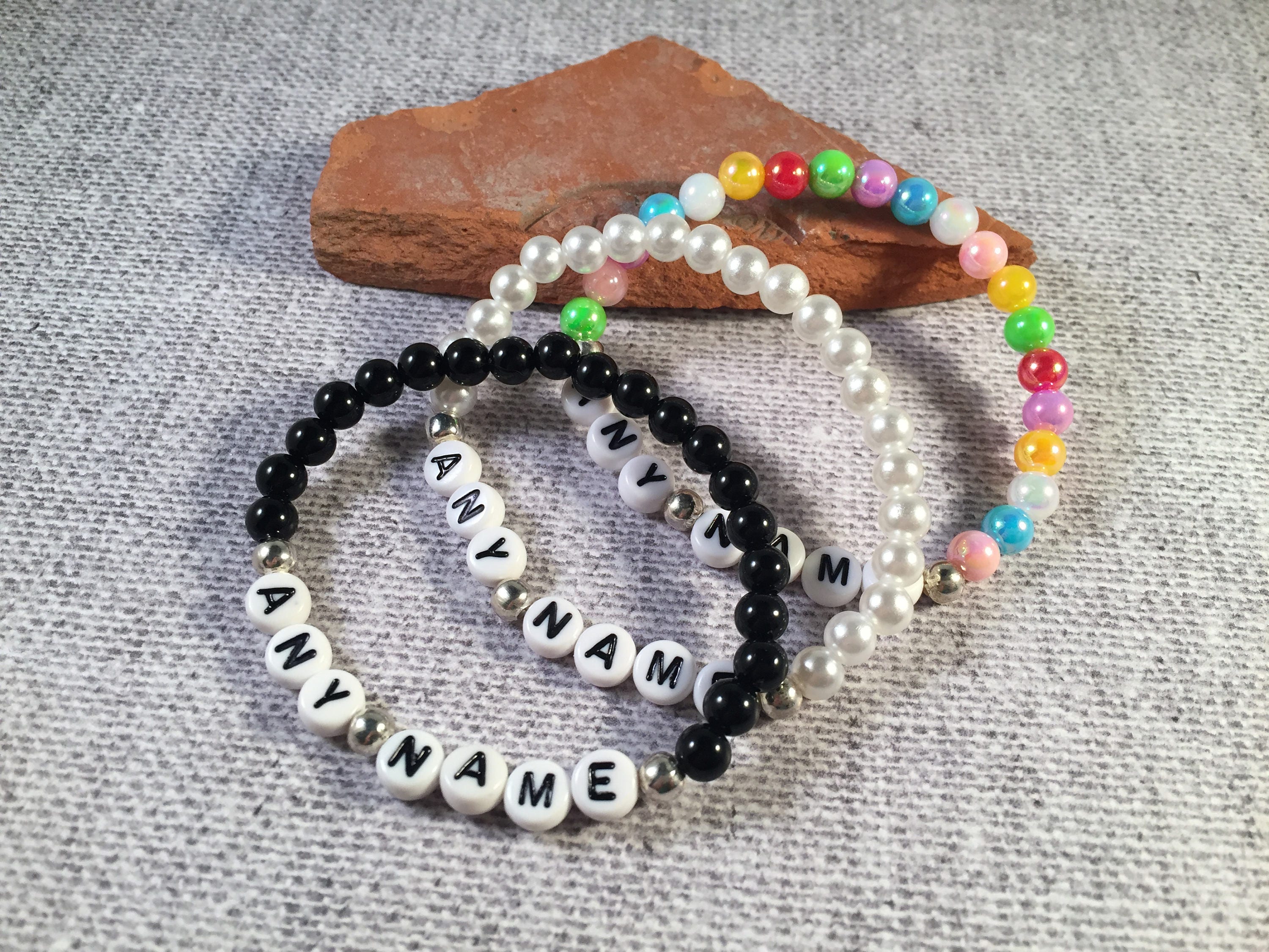 Personalised Bead Bracelet Name Bracelet Acrylic Bead