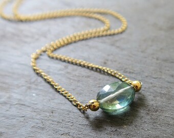 Green Quartz Gemstone Necklace | Green Quartz Pendant | Green Quartz Bead Necklace | Green Quartz | Bridesmaid Jewelry | Minimalist Jewelry