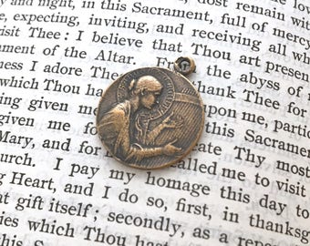 St. Cecilia Medal - Patron of Music - 7/8" - Bronze or Sterling Silver - Song Bird - Bronze Religious Medal - Reproduction (M-1075)