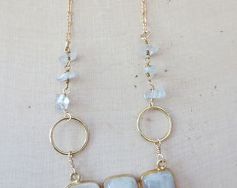 Moonstone gold filled necklace, Moonstone bar necklace, Moonstone pendant gold necklace