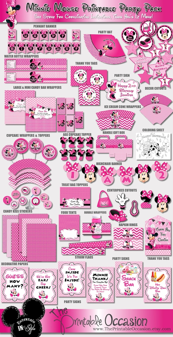 Pink Minnie Mouse Party Decorations Chevron And Polka Dot
