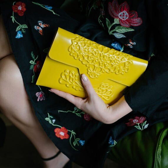 Yellow clutch bag / bright clutch purse / evening handbag