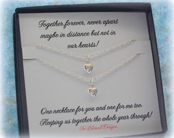 BEST Friend jewelry, Christmas gift, A Set of TWO, friendship jewelry, tiny heart necklaces, Matching necklaces for friends, BFF jewelry