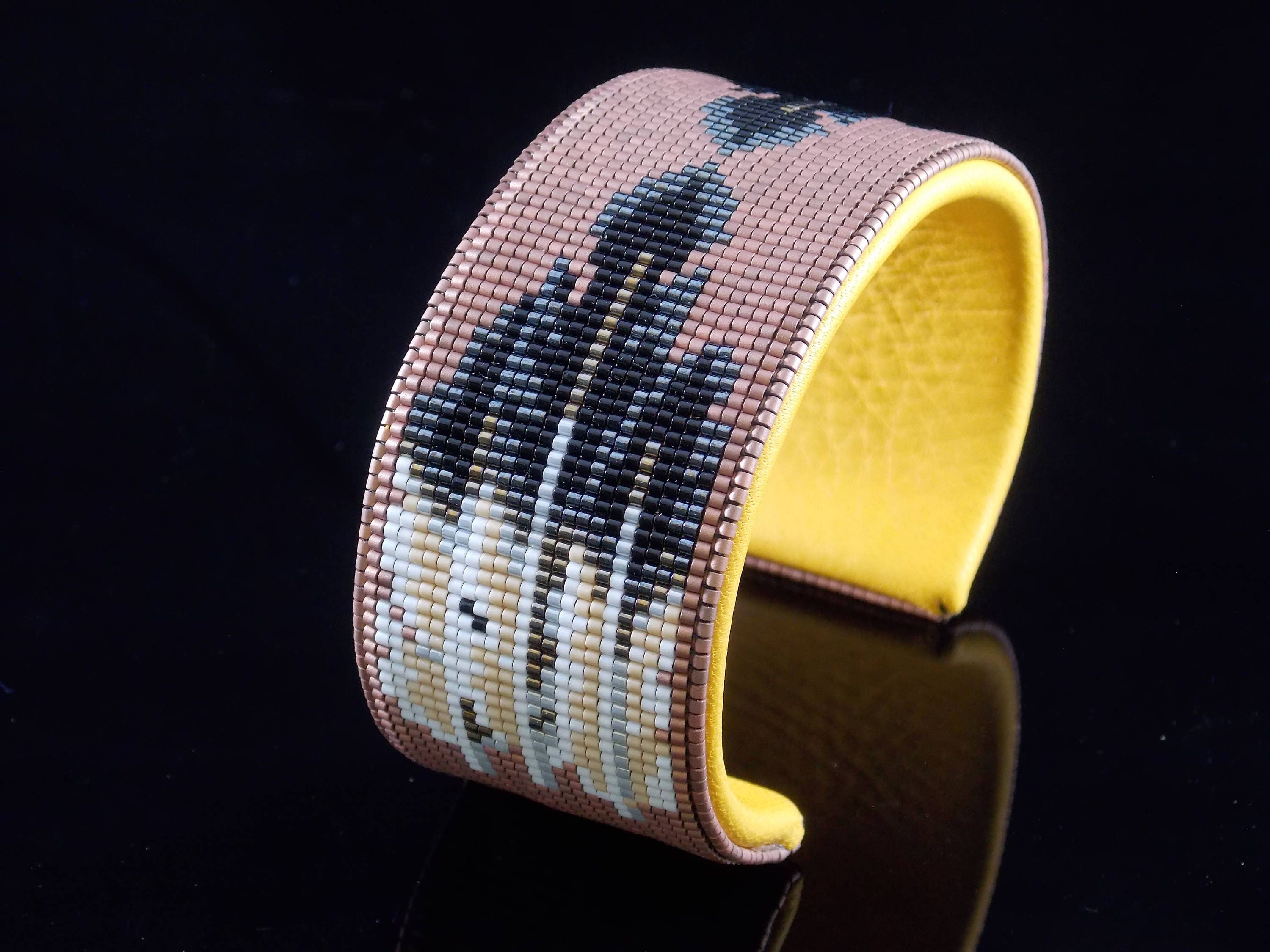 Native American Beaded Feather Bracelet With The Colors Of