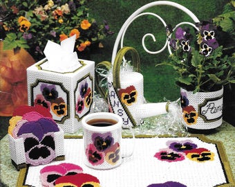 Vintage American School of Needlework "Pretty Pansies" Plastic Canvas Pattern Book Number 3152 Dated 1994