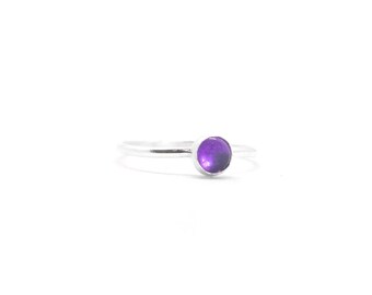 Amethyst Sterling Silver Ring | Dainty, Minimalist, Stacker, Stacking ring, fine
