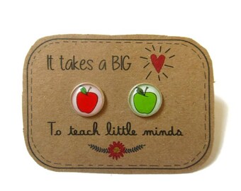 Thank you GIFT for TEACHERS - Teacher gift - Apple Earrings - teacher appreciation - professor gift - minimal earrings - teacher gifts apple