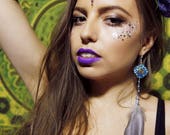 Single Orgone Statement Earring - 'Spirit Jewels' -Black Tourmaline - Crystal Healing Boho Festival Jewellery - Ethical Feathers - Medium