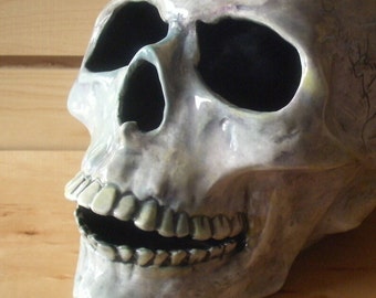 Large Halloween Skull Decoration Human skull Gothic Halloween skull Indoor Outdoor Halloween decorations gifts for her Skeleton decor