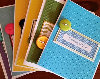 Thinking of You Card Set; Gorgeous Handmade Greeting Cards; Colorful Embossed Cards; Fun Colors