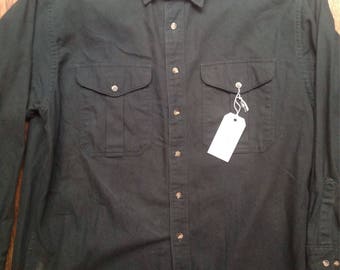 Vintage forest green CC Filson cotton flannel shirt XL 52" chest rugged outdoor