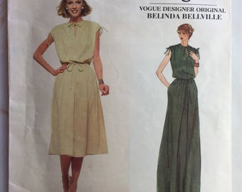 Vintage 70's Very Easy Vogue Belinda Bellville 1928 Flared Pullover Dress in Two Lengths Pattern Size 12 cut