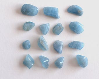 Tumbled Aquamarine Gemstone - Tumbled Beryl - Tumbled Stone - Polished Stone, 15 pieces