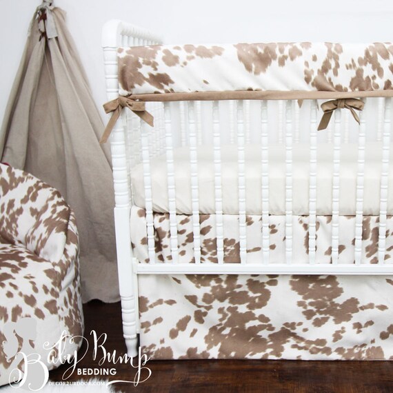 Tan Cowhide Gender Neutral Baby Crib Bedding Rustic Cowhide
