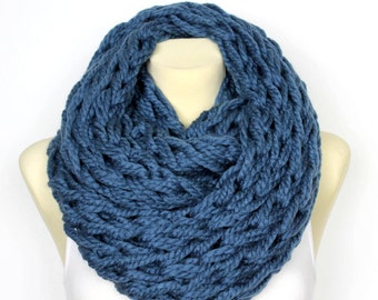 Knit Scarf Knit Infinity Scarf Blue Chunky Scarf Winter Infinity Womens Scarves Unique Scarves Personalized Gift for women Labor Day Sale