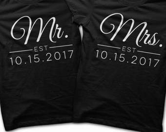 Matching Wedding Shirts - Mr. and Mrs. Shirts / Husband Clothing / Wife Outfit / Jack and Jill Party Shirts / Wedding Paired Tshirts T Shirt