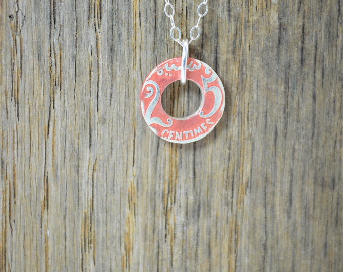 Moroccan Coin Necklace, Dusty Rose Coin Necklace, Coin Art, Morocco, Silver Coin, Moroccan Art, Boho Necklace, Two-Sided, Coin Charm, Charm