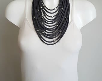 t shirt necklace, fabric necklace, cotton fabric necklace, t shirt scarf, infinity necklace