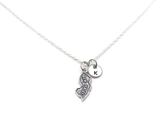 New Jersey Necklace, State Of New Jersey Necklace, Personalized Necklace, Initial Necklace, New Jersey Charm, State Jewelry, State Necklace