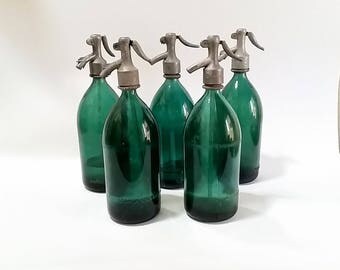 Vintage Seltzer Bottles, Green Seltzer Bottles, Antique Seltzer Bottles, Seltzer Bottles