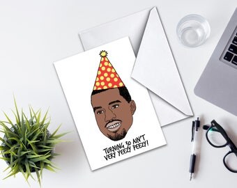 30th Birthday Card, Kanye West Birthday Card, Birthday Greeting Card, Funny Kanye Birthday Card, Digital Kanye Drawing, Card Birthday 30