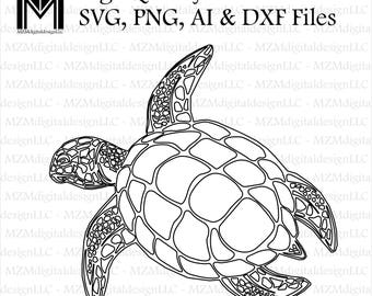 Sea Turtle svg, png, ai and dxf Files -For Commercial & Personal Use- SVG for Cricut Silhouette and Cameo - Vinyl file - Surf Cali