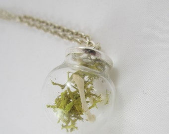 Bones and Moss Globe Pendant Necklace