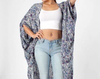 Batwing Cardigan, Oversized Kimono, Bohemian Kimono, Boho Kimono, Kimono Cover up, Paisley Kimono, Swimsuit Coverup, Beach Coverup
