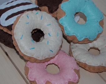 Felt Donut Set (6 Donuts) - Play Food Donuts - Pretend Kitchen - Play Kitchen Set - Felt Food - Kids Toys - Felt Food Set - Gift for Kids