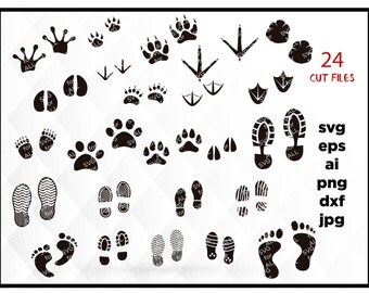 Footprint SVG File | Footprint paw Svg | Footprint Vector | Animal Dxf | Dog Svg, Paw svg File, pet svg, Hand Drawn Svg, files for Cricut
