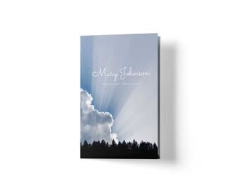 Funeral Program Template Blue - Blue Memorial Template - Obituary Template Blue - No Photo - Funeral Template Word - Mac and Microsoft