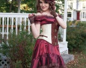 Burgundy Steampunk Dress | Summer Dreams | High Low Dress, Tea Party Outfit, Off Shoulder Gowns, Gothic Corset Dress, Bohemian Dresses