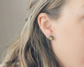 Labradorite Stud Earrings, Surgical Steel Stud Earrings, Stainless Steel, Labradorite Earrings, Labradorite Studs, Gemstone Studs, 9mm