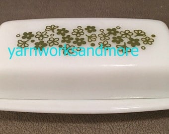 Pyrex Butter Dish, Spring Blossom Butter Dish, Milk Glass Butter Dish, Pyrex Crazy Daisy, Covered Butter Dish