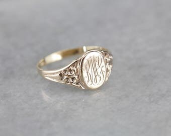 Victorian "RMG" Monogram Antique Rose Gold Signet Ring JF0MKQ-P