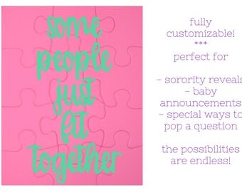 Big Little Sorority Gifts, Sorority Reveals, Custom Puzzles