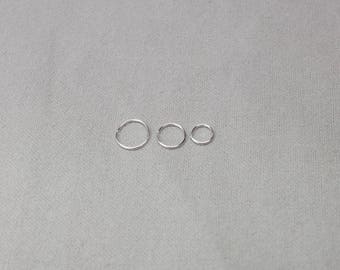 Sterling Silver Nose Ring, Nose Hoop, 20g Solid 925 Sterling Silver Nose Ring, Thin Silver Nose Hoop, 6mm 8mm 10mm Seamless ring