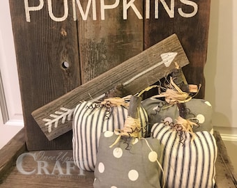 Farmhouse Fabric Pumpkin Pillow | Rustic Pumpkin Decor | Striped Pumpkin | Polka Dot Pumpkin | Fabric Pumpkin Decor | Fall Farmhouse Decor